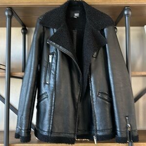 Kut Faux Leather jacket w/faux wool size S